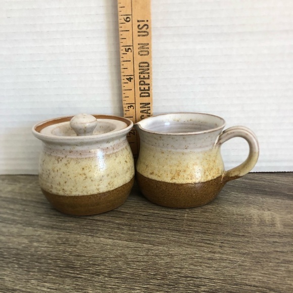 Rustic Pottery Sugar and Creamer Set - Picture 7 of 9